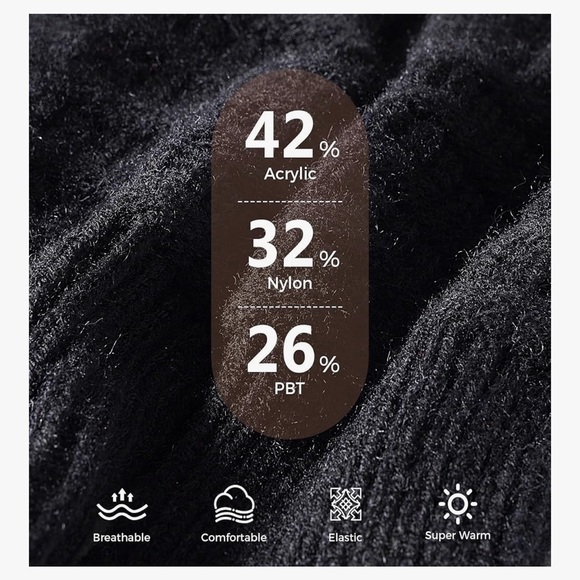 Women’s Black Knit Gloves with Tan Patch - Picture 3 of 5